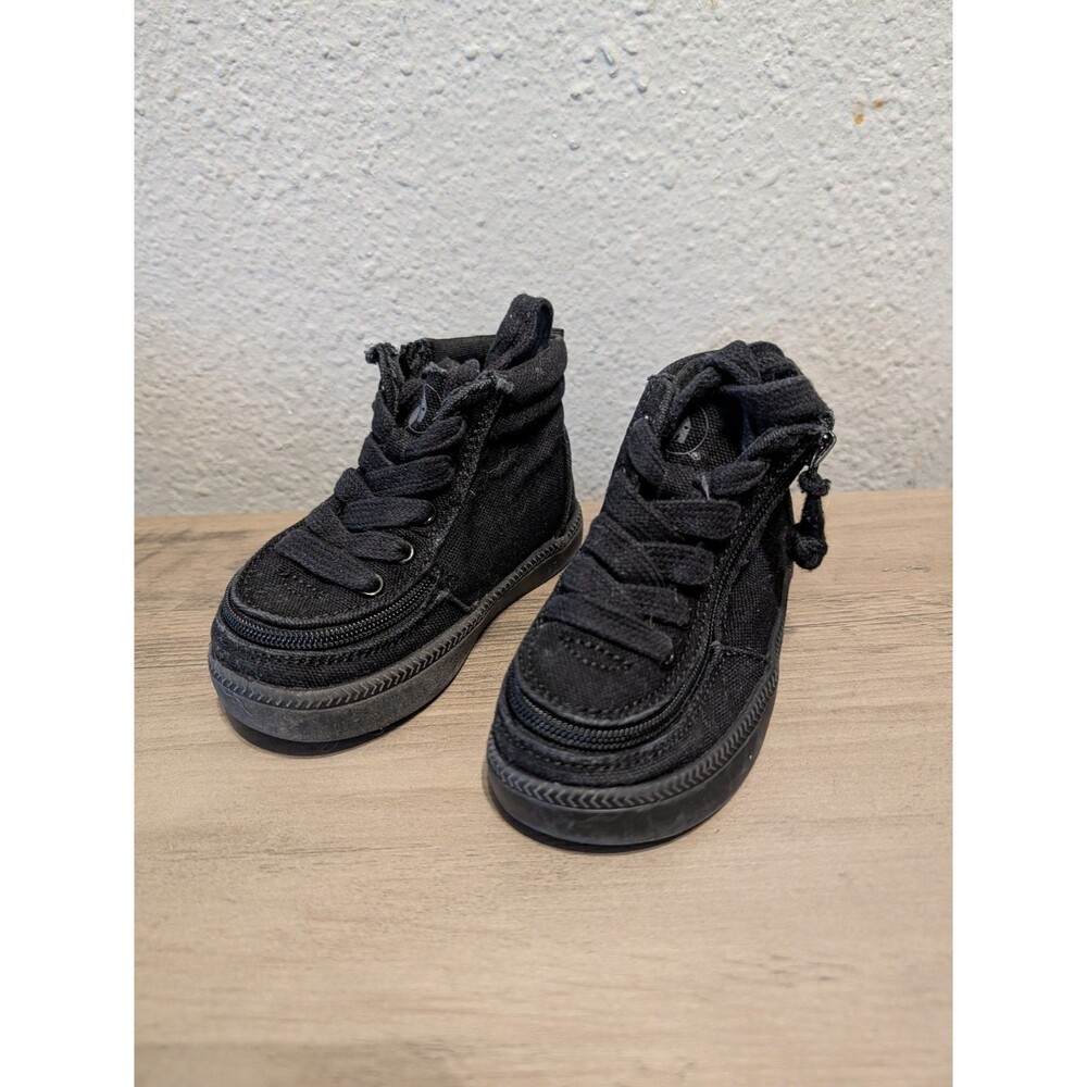 BILLY Footwear Kids Black High Top Sneakers Side Zip Lace Up Size 9